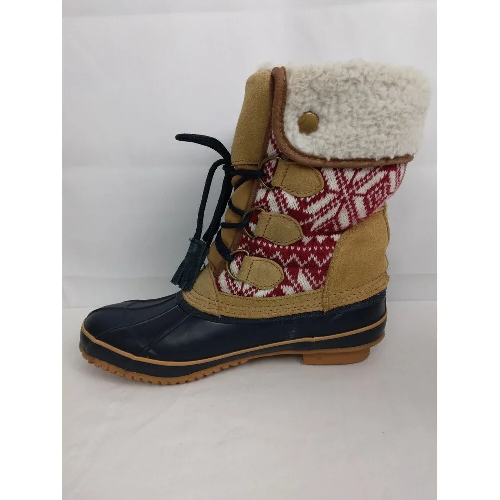 KHOMBU MAYA Suede Lace Up Faux Fur Lined Winter Duck Boots Brown Womens Size 8 M - Picture 8 of 12